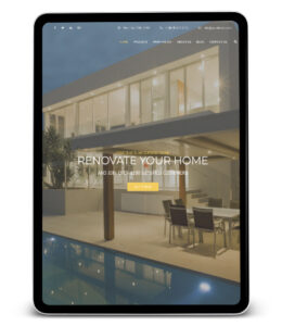 Mockup of a construction website design in a tablet